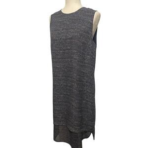 Theory Women's Silk Shift Dress Classic Modern sz 10 Navy Blue Multicolor Print